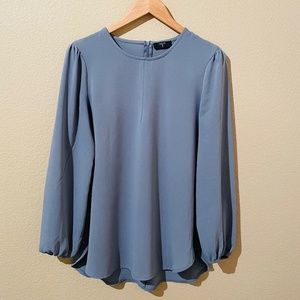 T TAHARI Blue Steel Blouse | Medium